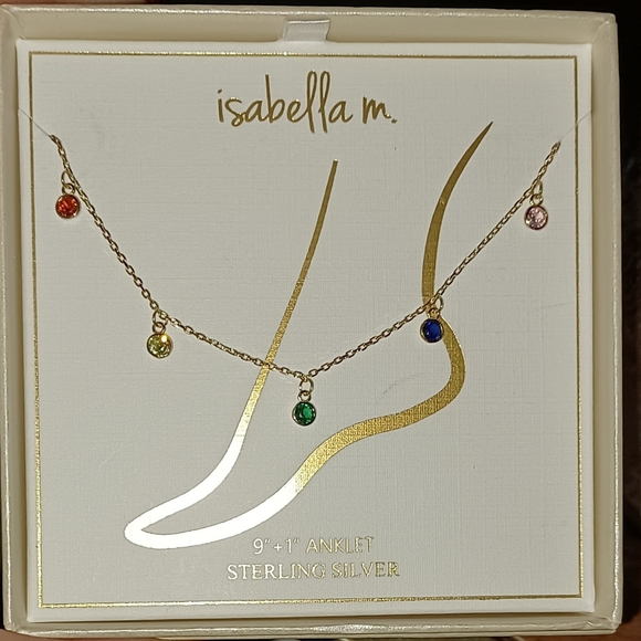 ISABELLA M. STERLING SILVER GOLD PLATED DANGLE GEM - Picture 4 of 5